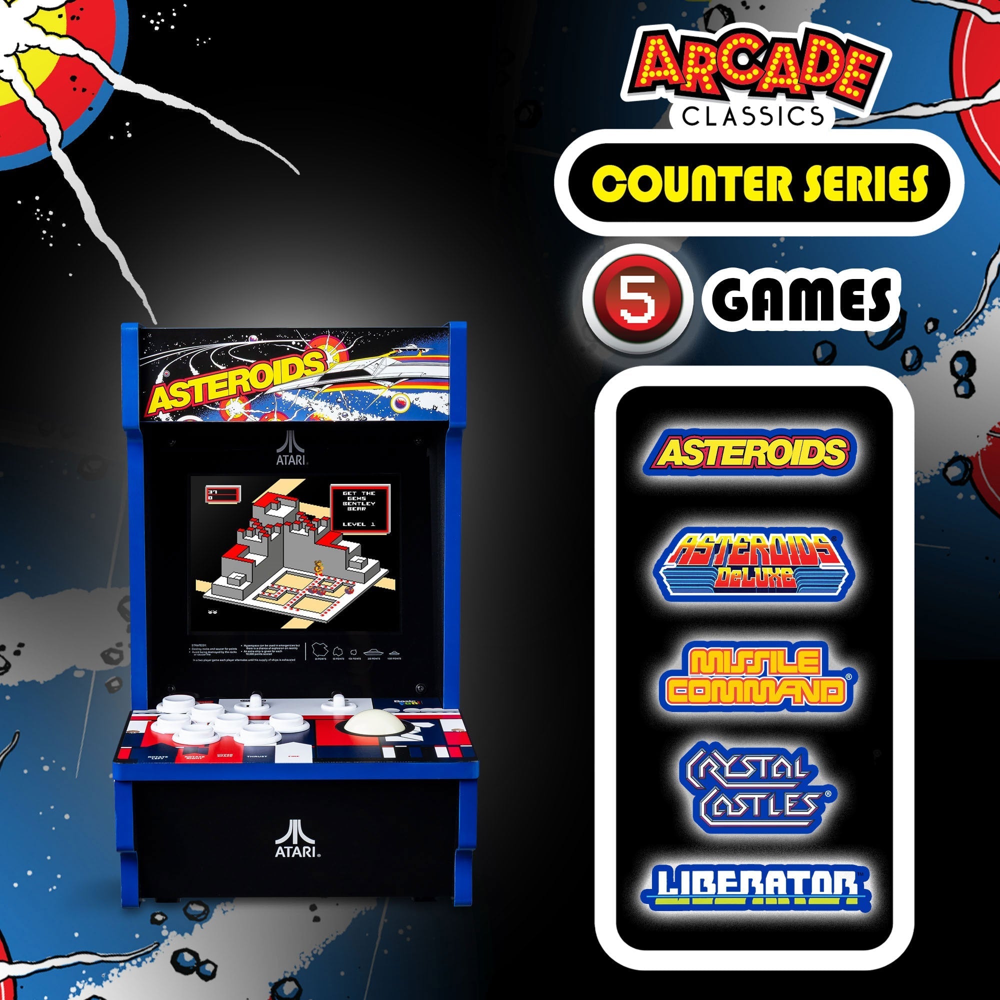 Atari Asteroids Counter Series Arcade Game with 8 Inch Screen - detail view 2