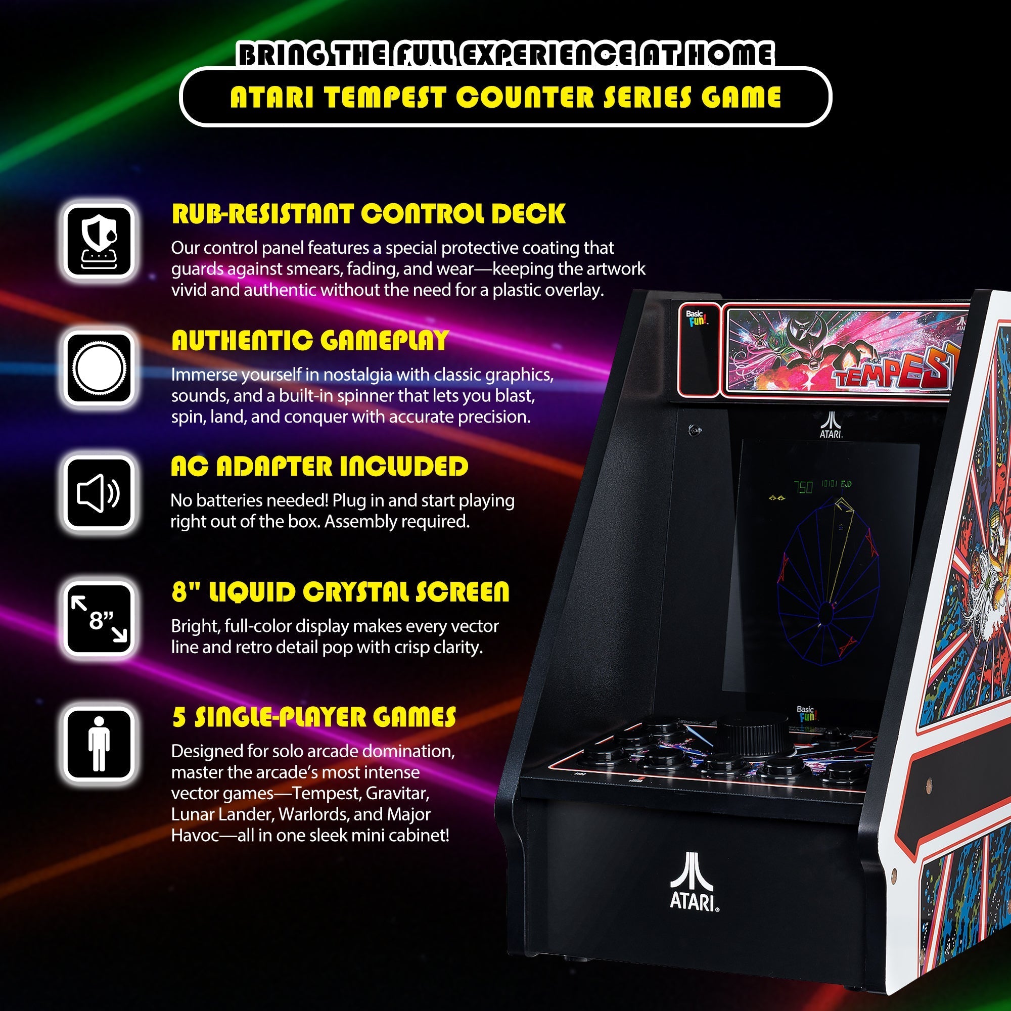 Atari Tempest Counter Series Arcade Game with 8 Inch Screen - detail view 3